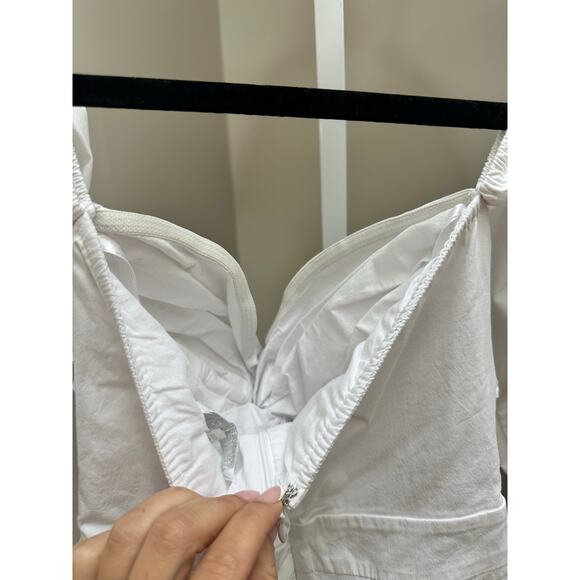 NEW More to Come Flynn Ruched Sleeve Romper White XS - Picture 6 of 8